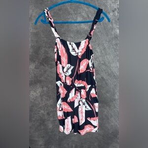Express Black Floral Sleeveless Romper with Pockets Size S